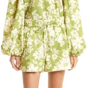 NWT ALÉMAIS Leisa Floral Organic Cotton Shorts in Lime sz 2